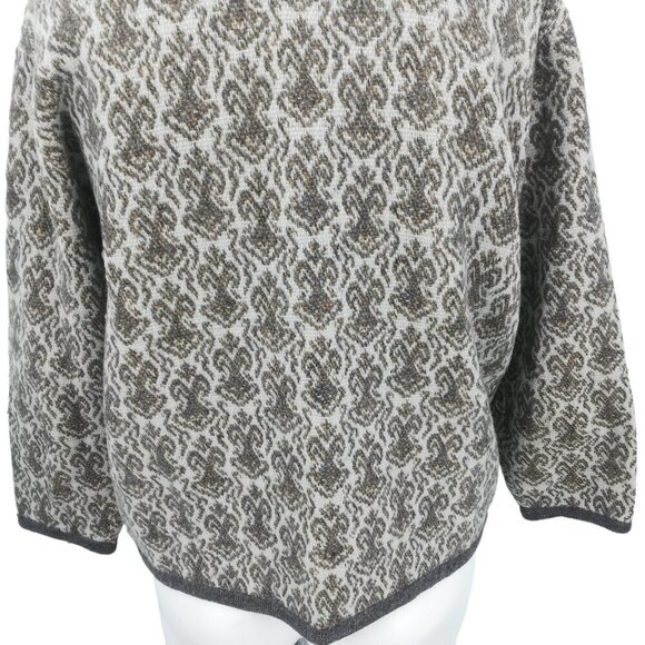 Vintage Glanamere Wool Open Front Cardigan Sweater Size L Gray Geometric - Picture 4 of 12
